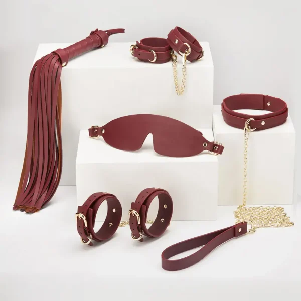 BDSM，BDSM Toys，BDSM Sex Toys，Wine red& Navy blue bondage kit (1)