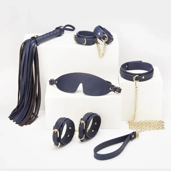 BDSM，BDSM Toys，BDSM Sex Toys，Wine red& Navy blue bondage kit (2)