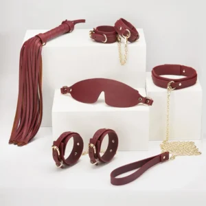 BDSM Eye Mask，Bondage Eye Mask，Wine red& Navy blue bondage kit (1)